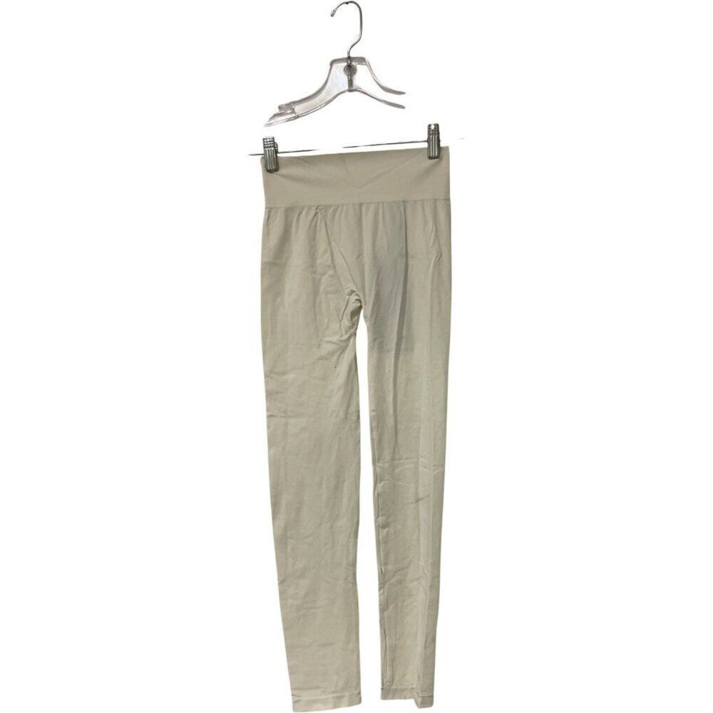 Oysho Womens Leggings S Cream High Rise Compression Stretch Cropped Length